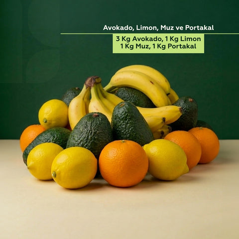 3 Kg Avokado+1 Kg Limon+1 Kg Muz+1 Kg Portakal